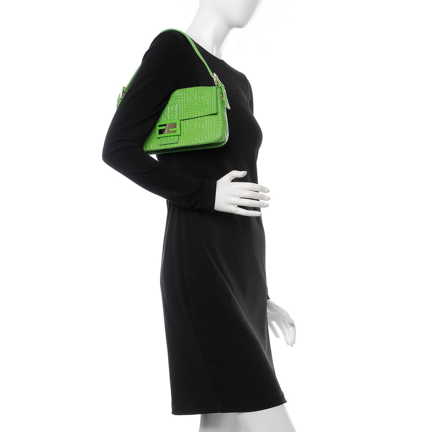 Nappa Logo Embossed Baguette Green
