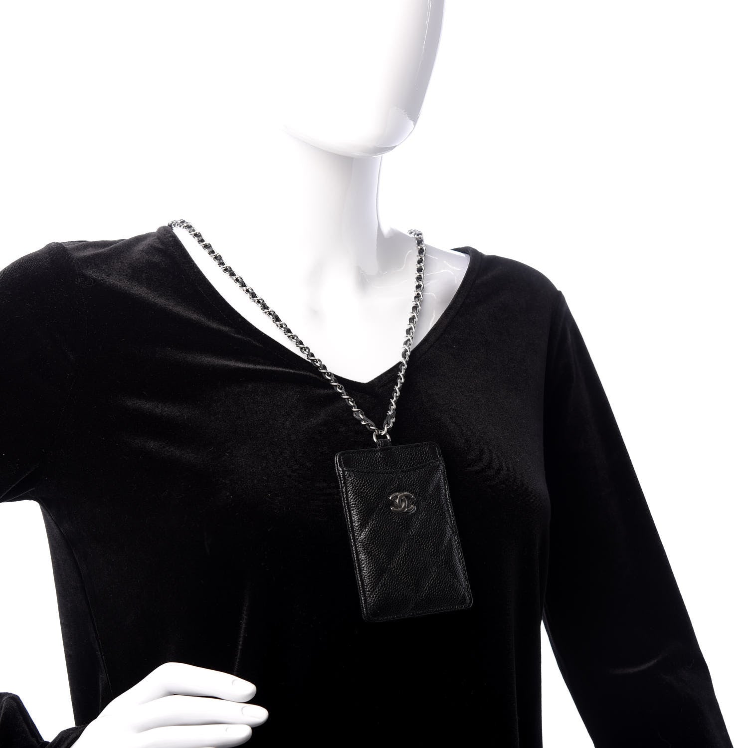 Chanel Caviar Quilted Card Holder On Chain Black 2 of 8