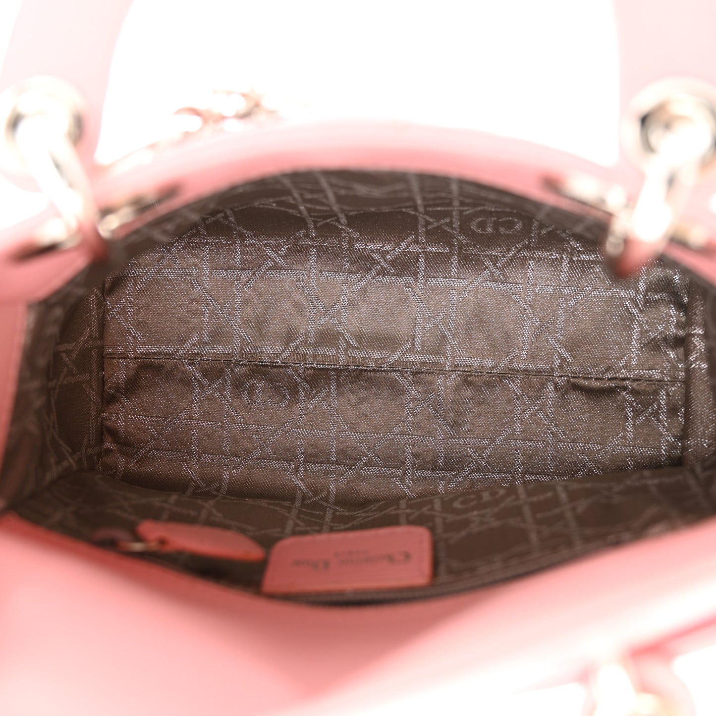 CHRISTIAN DIOR Lambskin Cannage Mini Lady Dior Light Pink