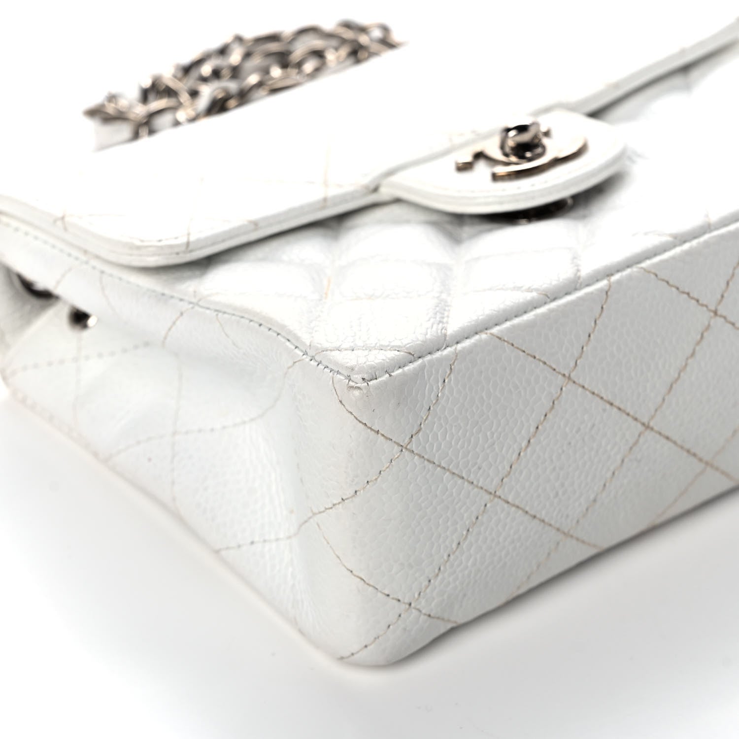 Chanel Caviar Quilted Mini Square Flap White 9 of 13
