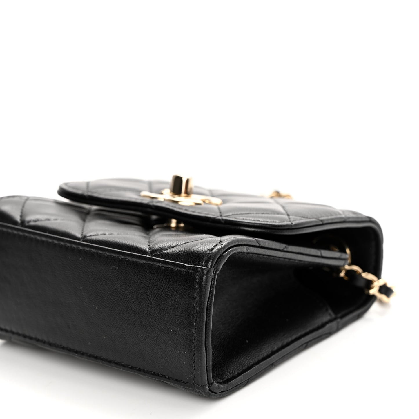 Lambskin Quilted Mini Trendy CC Clutch With Chain Black