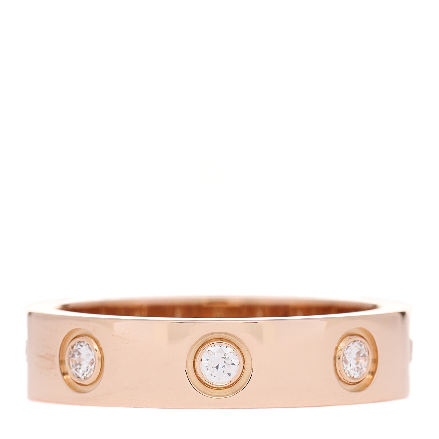 18K Pink Gold 8 Diamond 4mm LOVE Wedding Band Ring 46 3.75