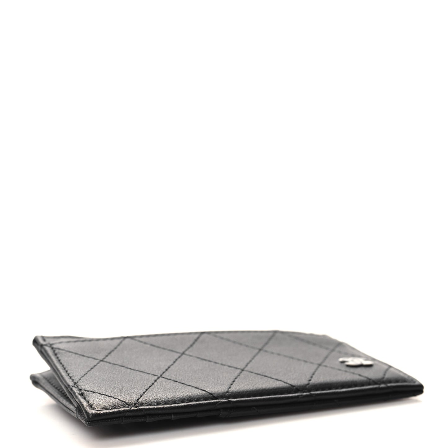 Calfskin Quilted Zip Card Holder So Black