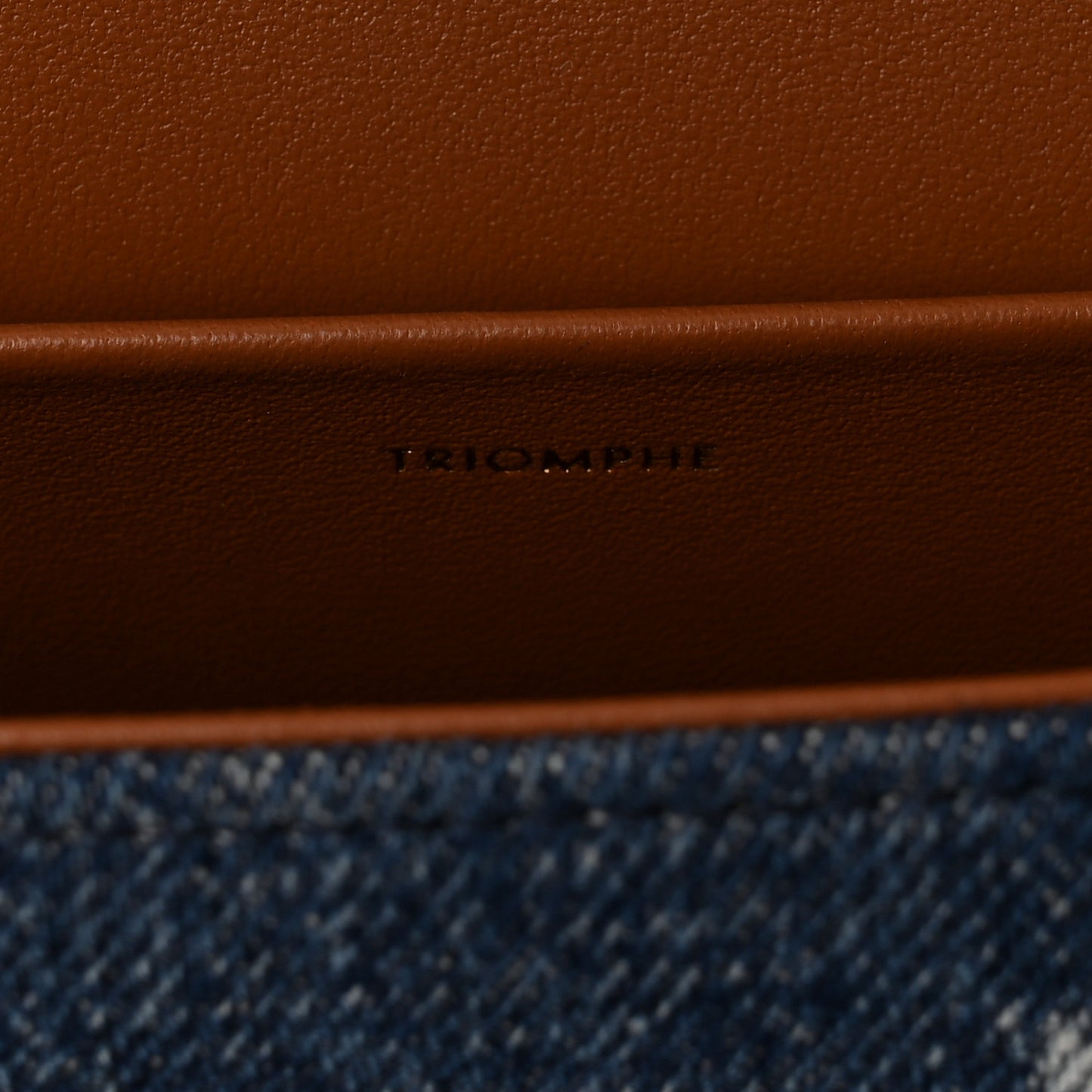 Denim Triomphe Chain Shoulder Bag Navy Tan