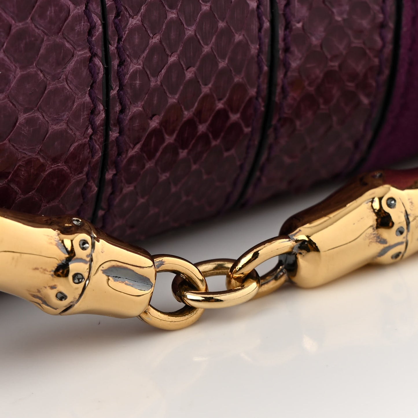Tom Ford Suede Snakeskin Horsebit Clutch Purple