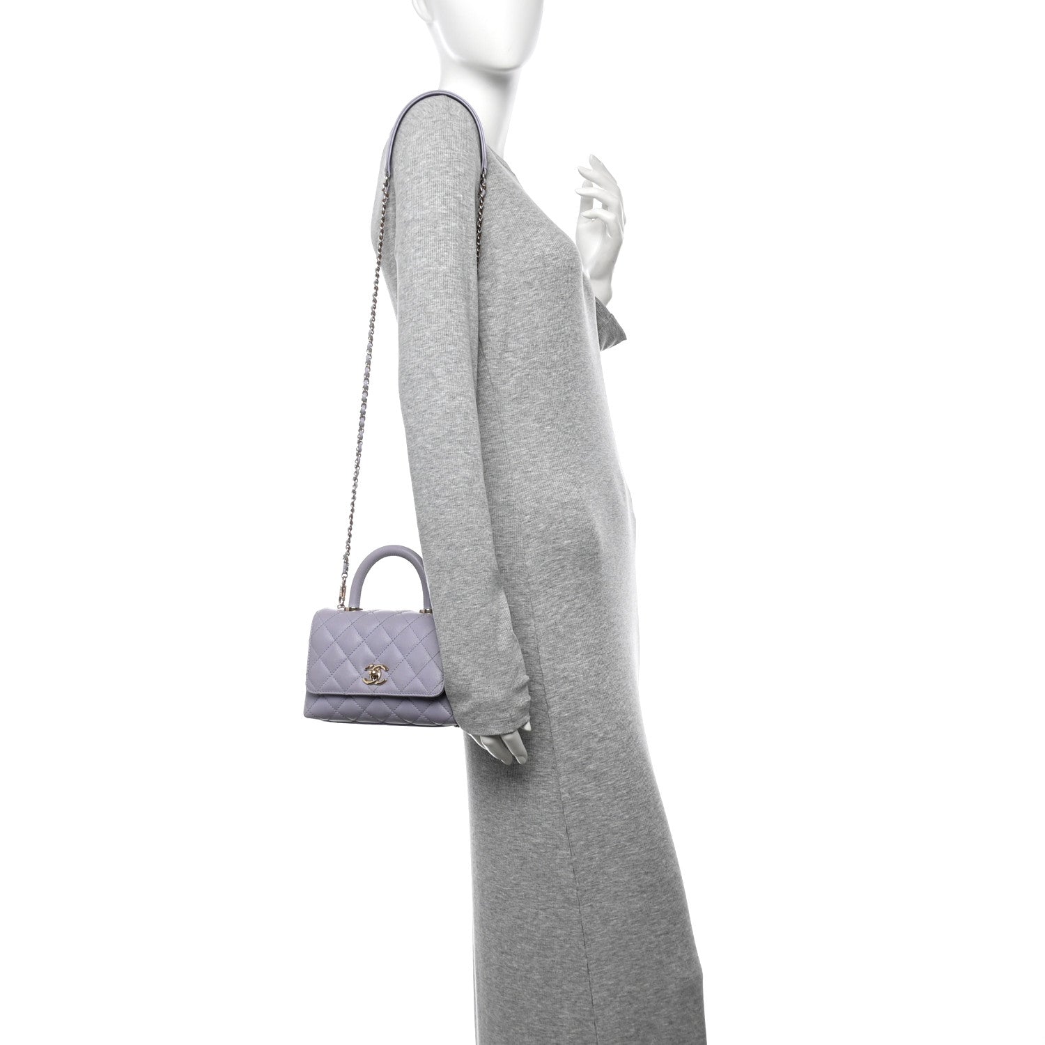 Chanel Caviar Quilted Extra Mini Coco Handle Flap Light Purple 2 of 12