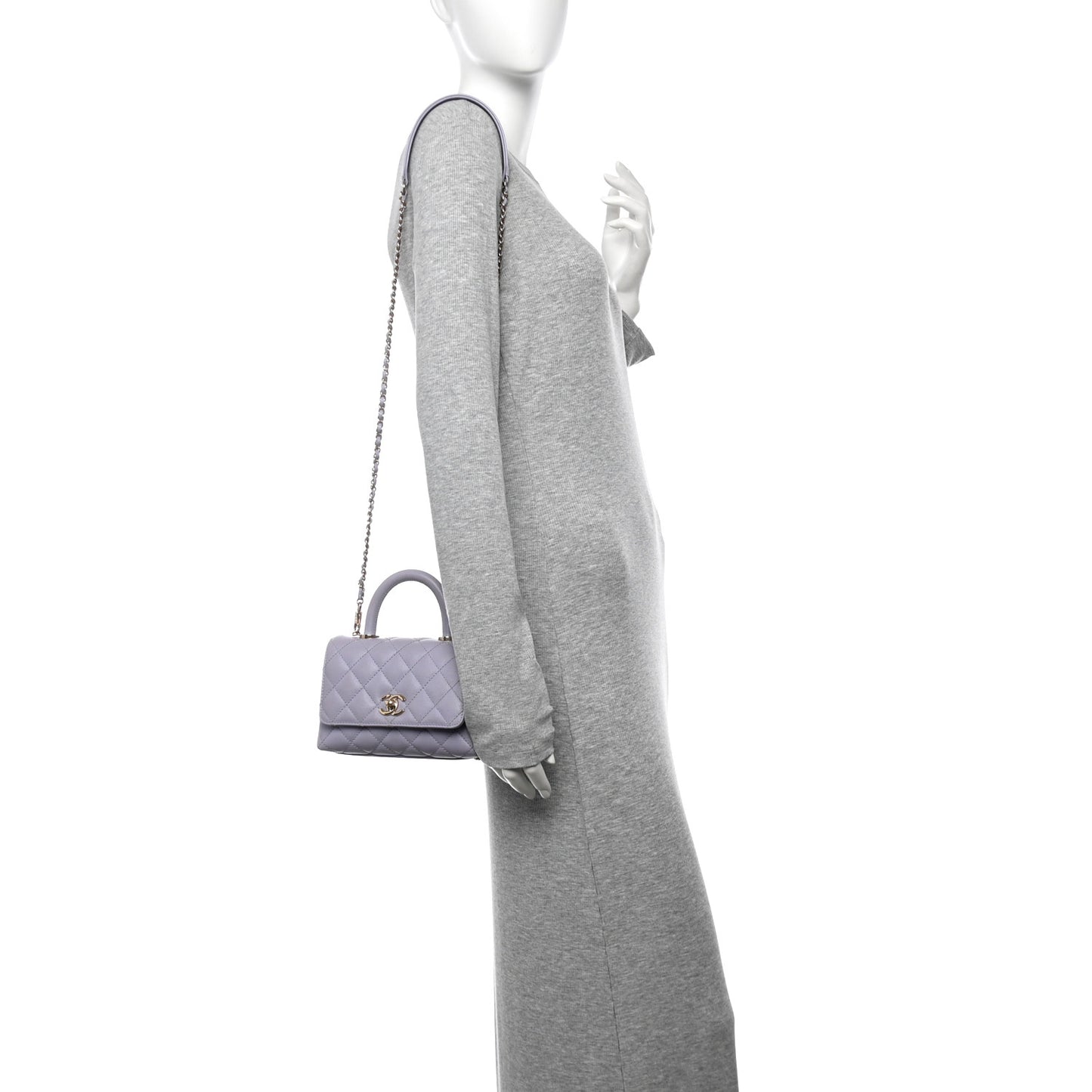 Caviar Quilted Extra Mini Coco Handle Flap Light Purple