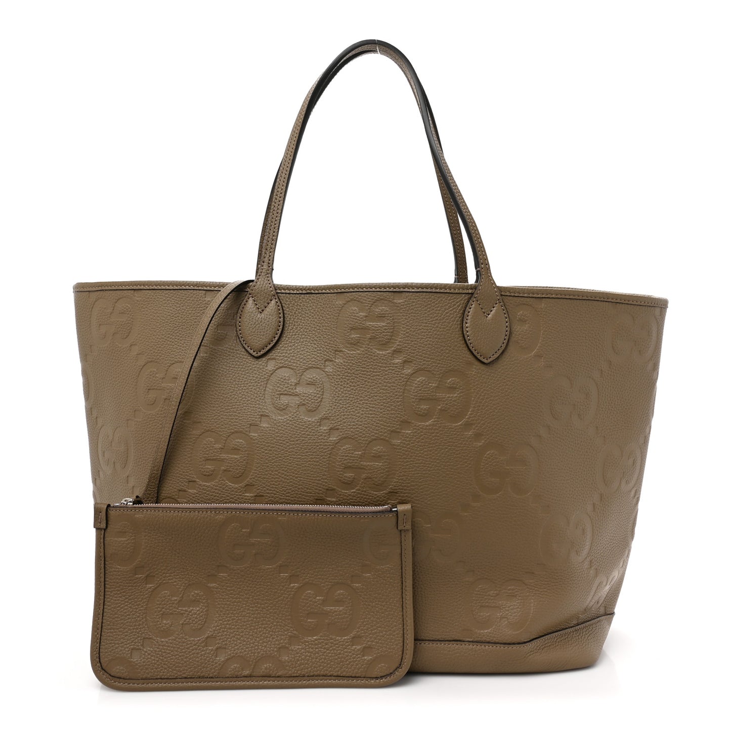 Monogram Jumbo GG Calfskin Web Large Shopping Tote Taupe