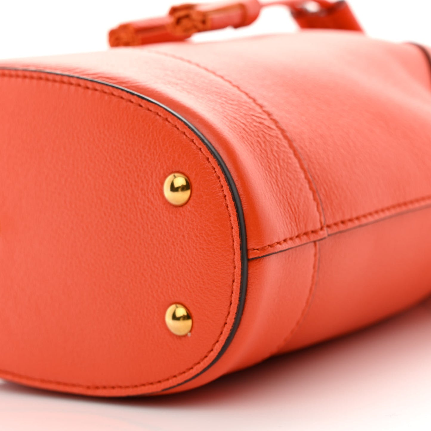 Softy Wonka Textured Dollar Calfskin Mini Diana Bucket Bag Deep Orange Spicy Cyclamin