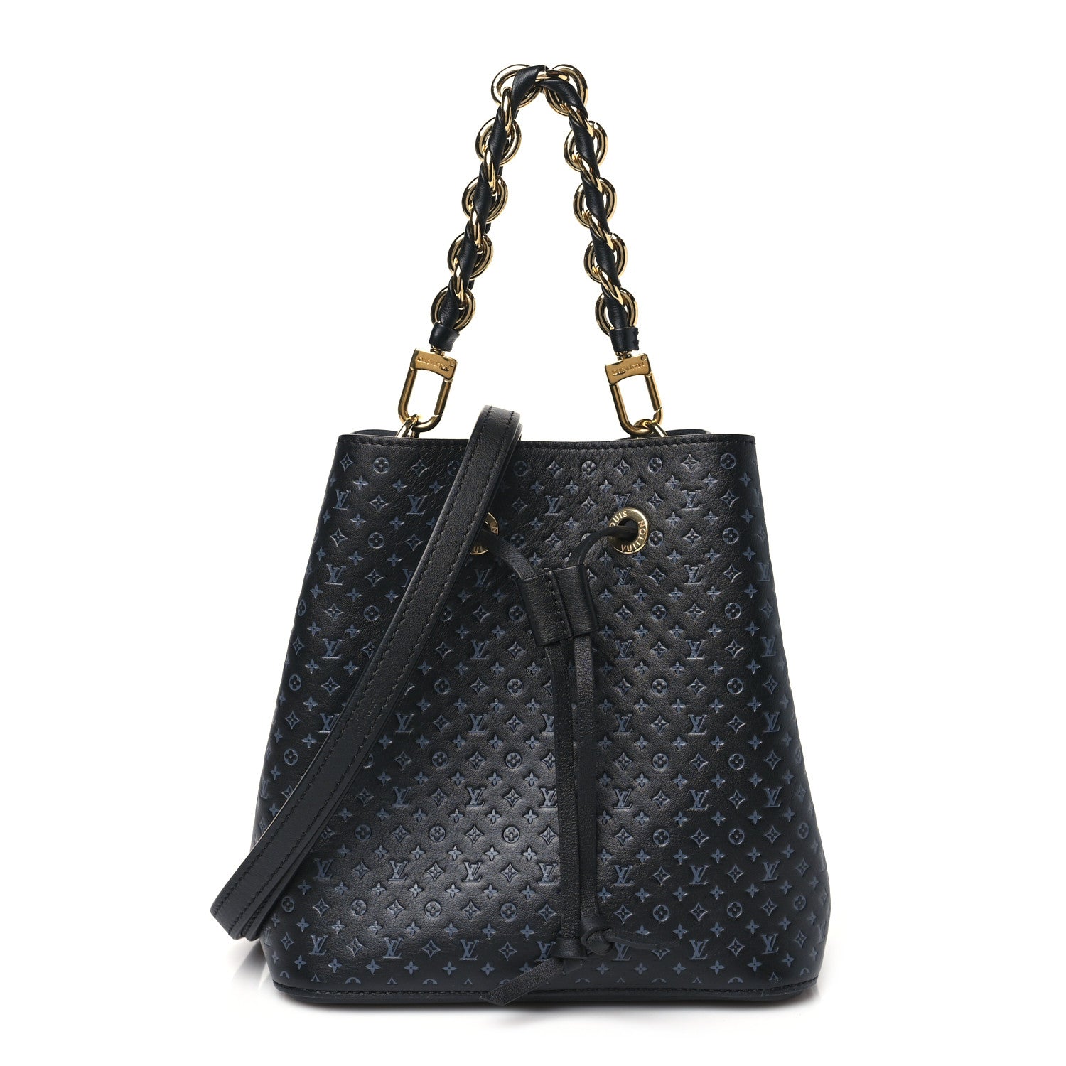 Louis Vuitton Calfskin Nanogram Embossed Neonoe BB Black 1 of 11