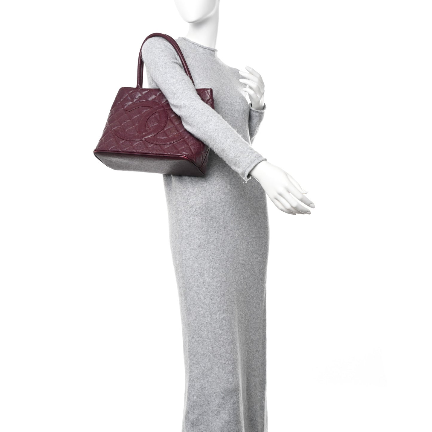 Caviar Quilted Medallion Tote Bordeaux