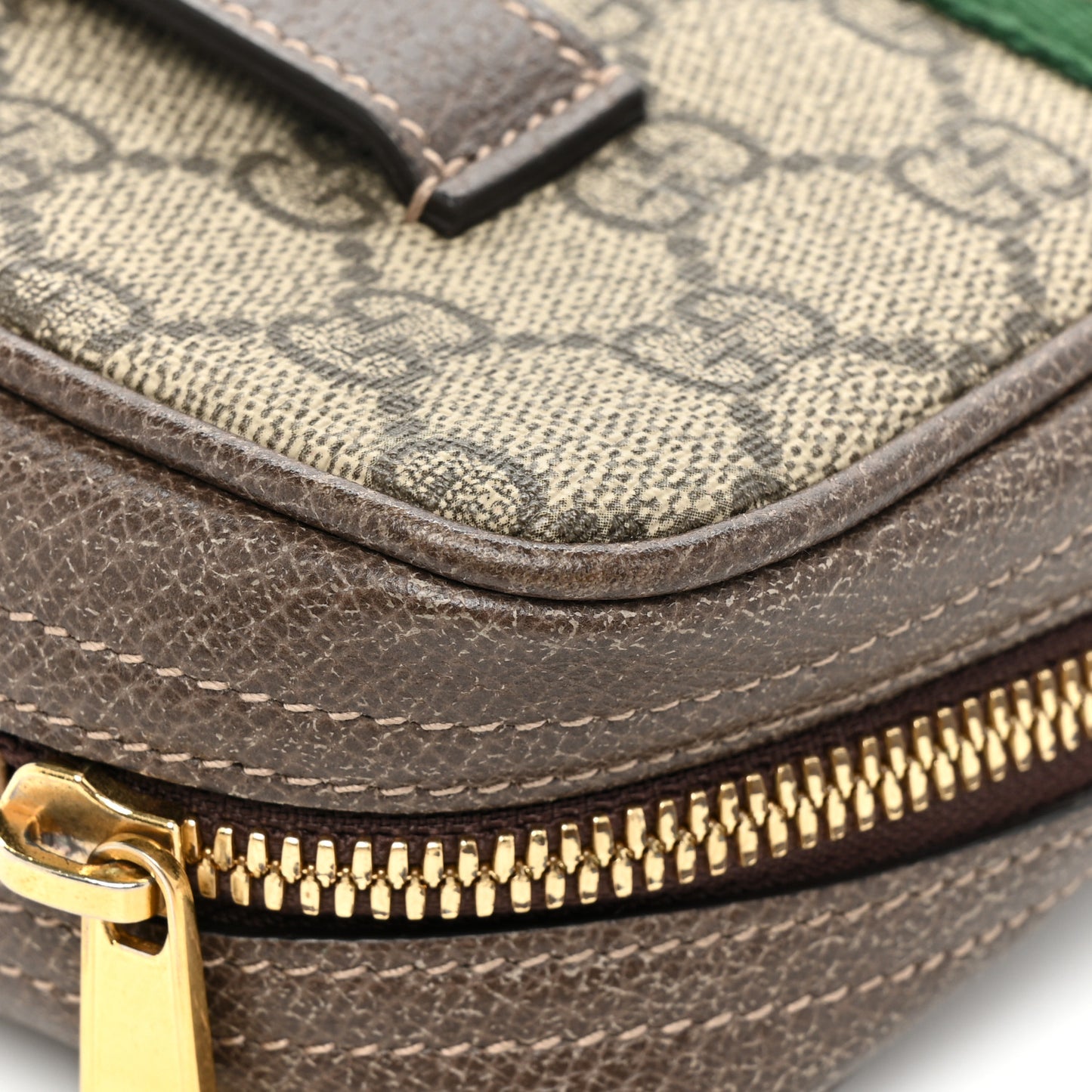 GG Supreme Monogram Web Small Ophidia Belt Bag 85 34 Dark Brown