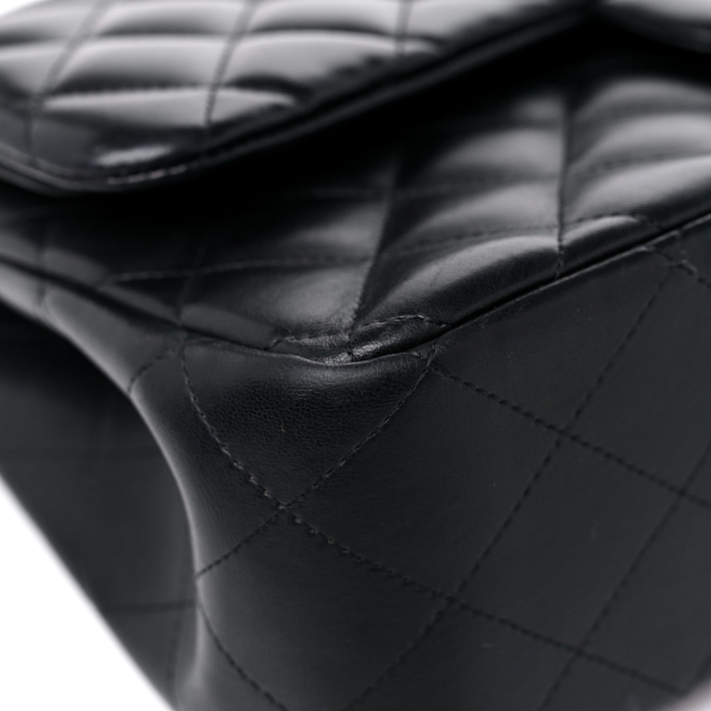 Lambskin Quilted Jumbo Double Flap Black