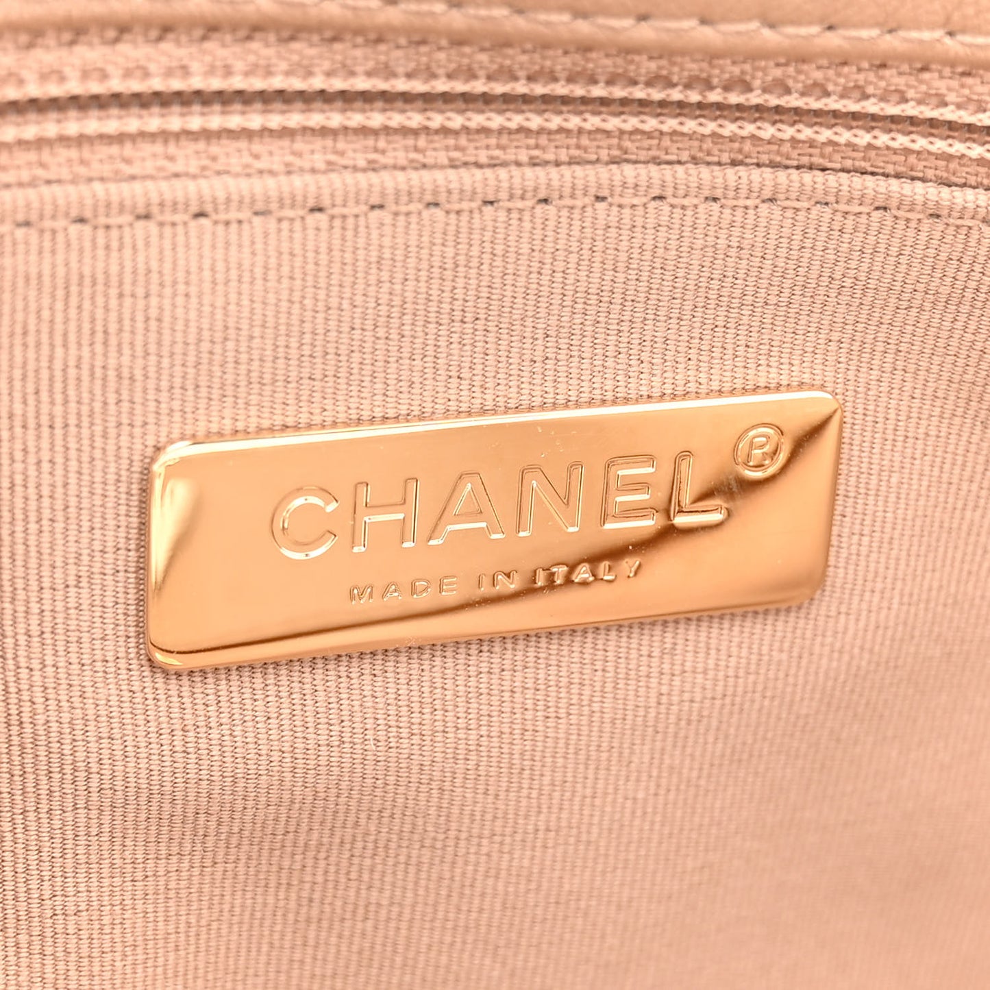 Lambskin Quilted Chanel 19 Shopping Bag Beige