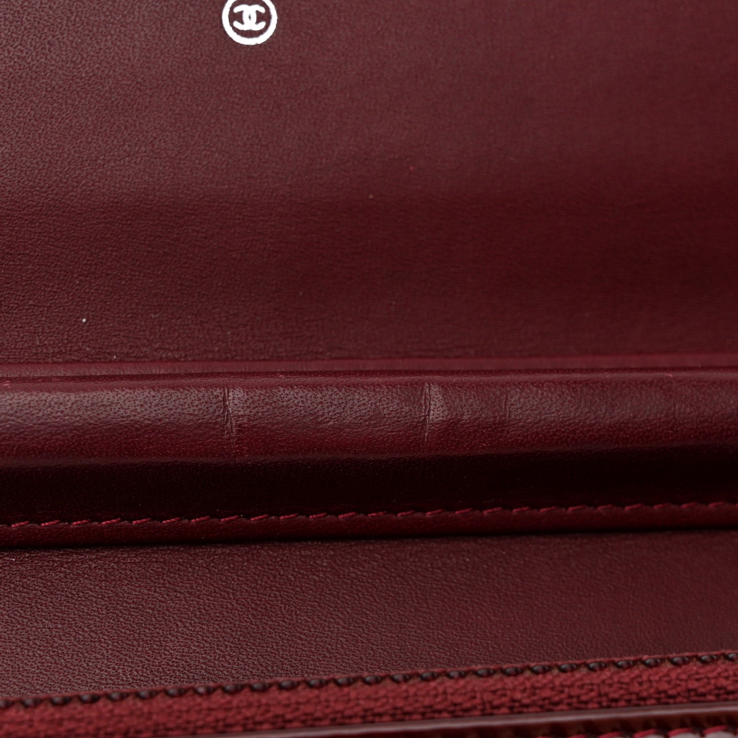 Chanel Patent Quilted Brilliant Wallet On Chain WOC Dark Burgundy 12 of 12