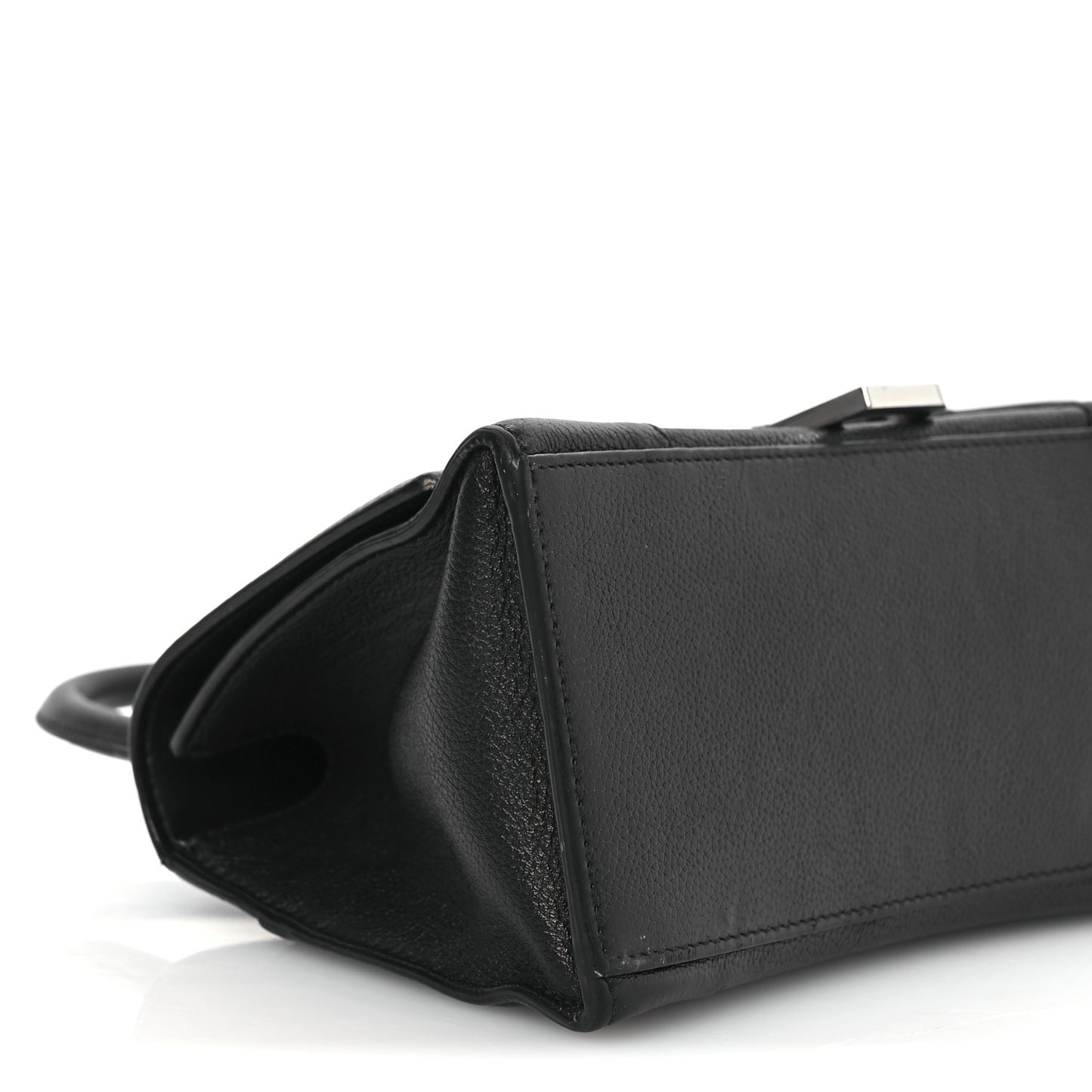 Grained Calfskin Small Hourglass Top Handle Bag Black
