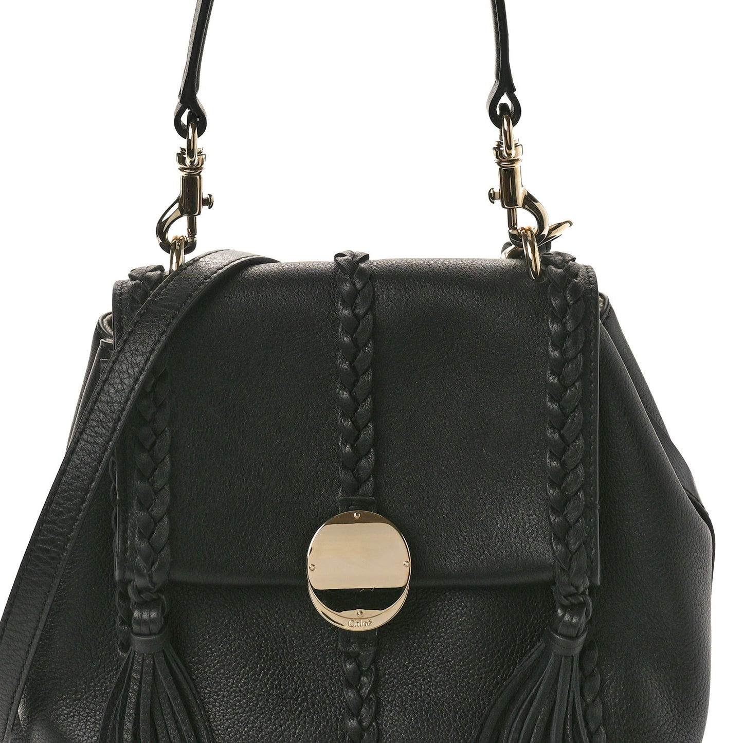Grained Calfskin Small Penelope Soft Shoulder Bag Black