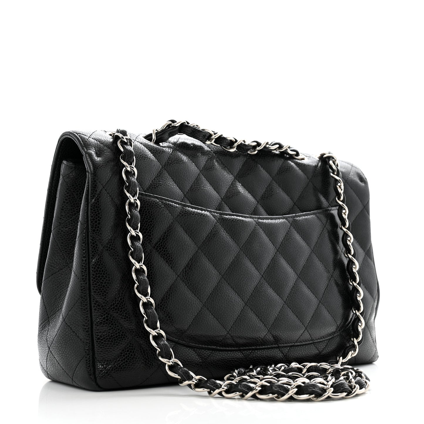 Caviar Quilted Jumbo Double Flap Black
