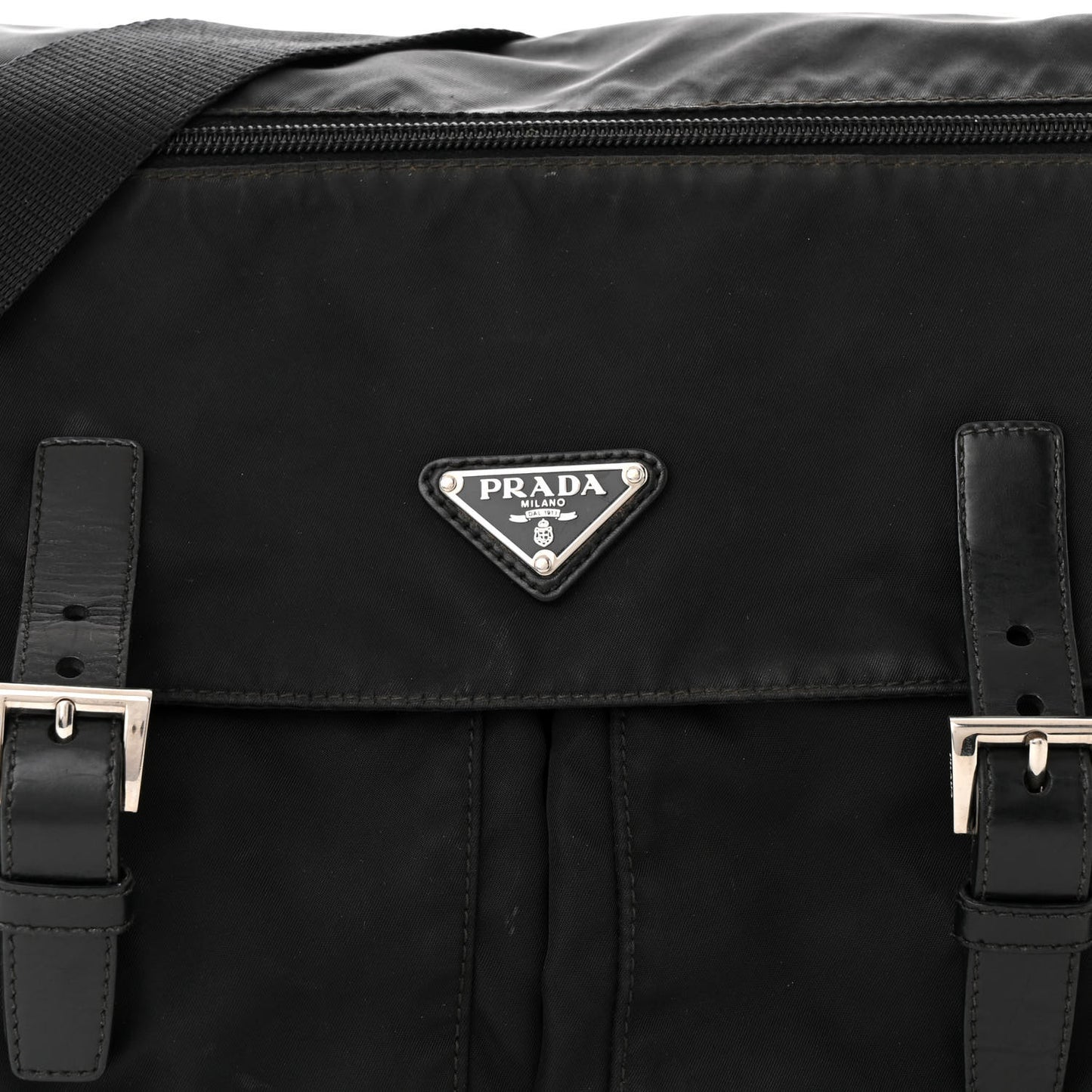 Tessuto Nylon Saffiano Vela Messenger Bag Black