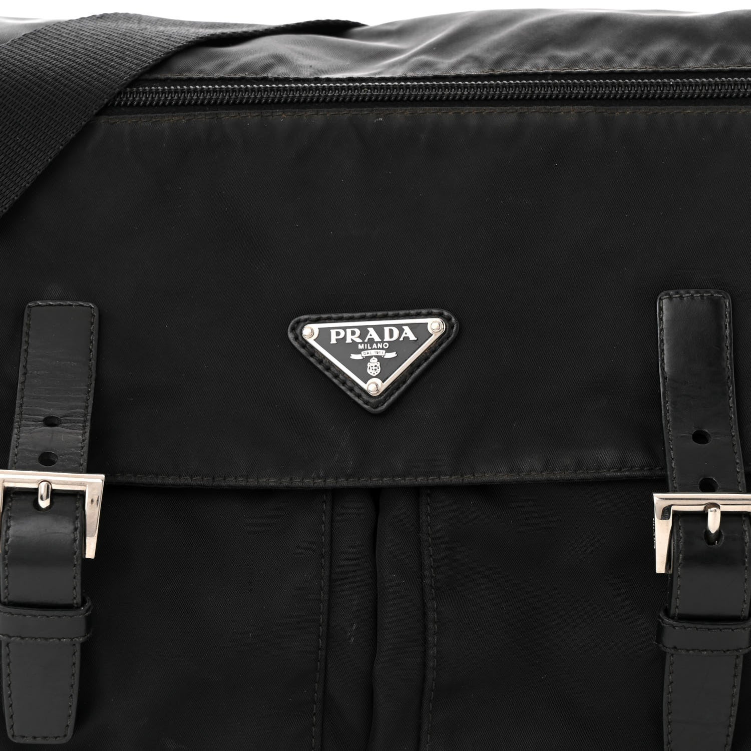 Prada Tessuto Nylon Saffiano Vela Messenger Bag Black 8 of 11
