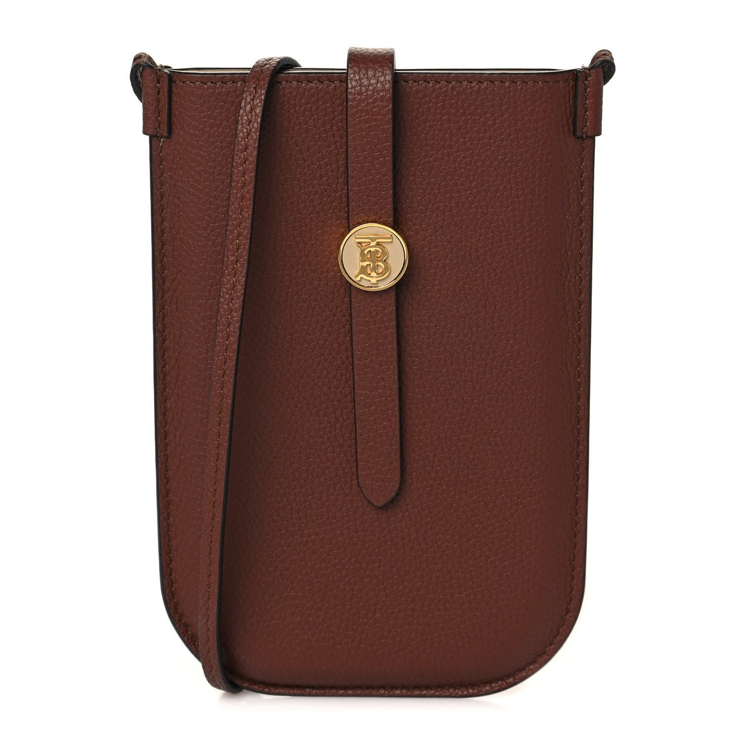 Calfskin Anne Phone Case With Strap Brown