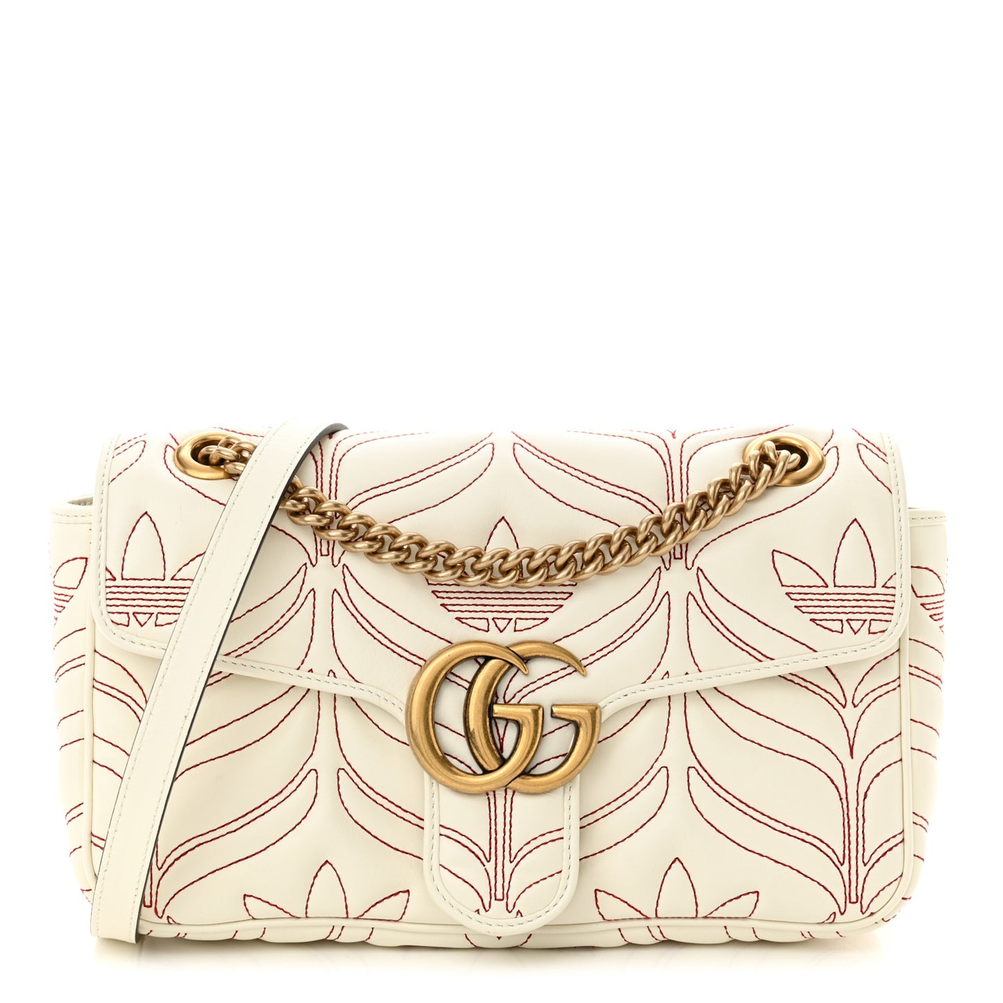 X ADIDAS Calfskin Matelasse Small GG Marmont Shoulder Bag Off White