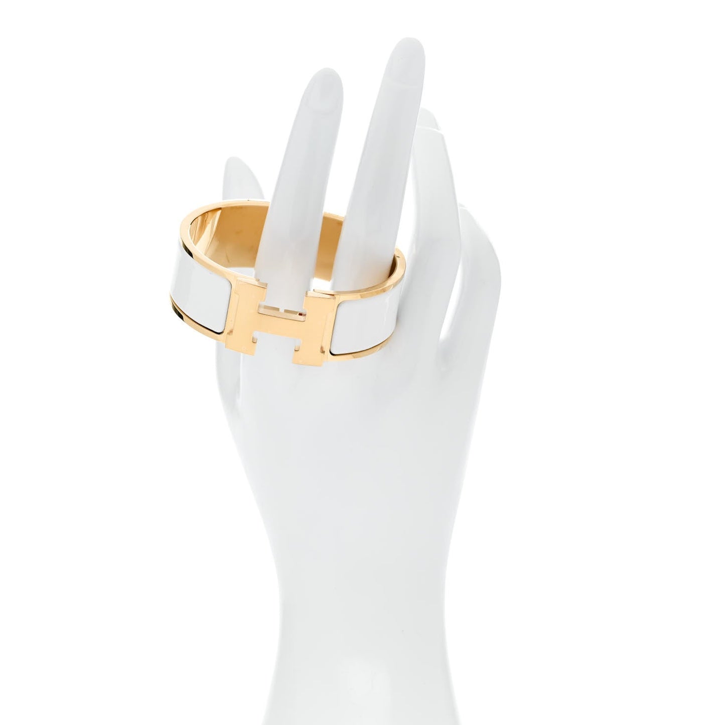 Enamel Wide Clic Clac H Bracelet PM White