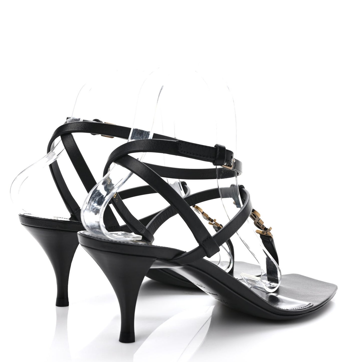 Calfskin Cassandra 60 Ankle Strap Sandals 38.5 Black