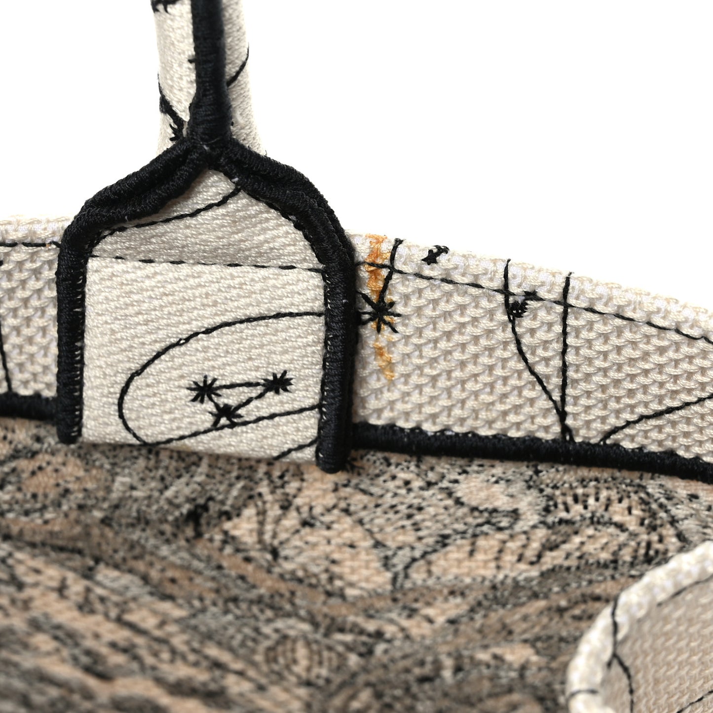 Canvas Embroidered Zodiac Book Tote Latte Multicolor