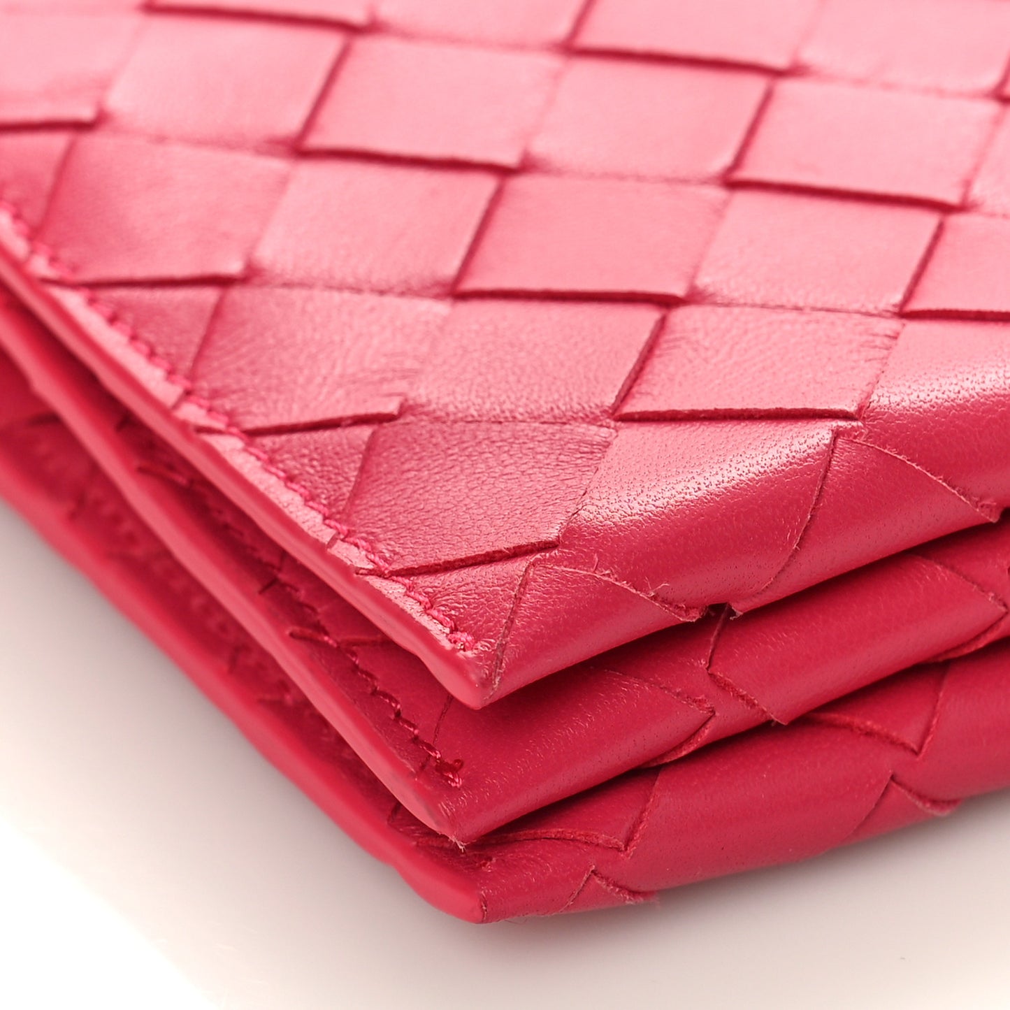 Nappa Intrecciato Wallet On Strap Cranberry