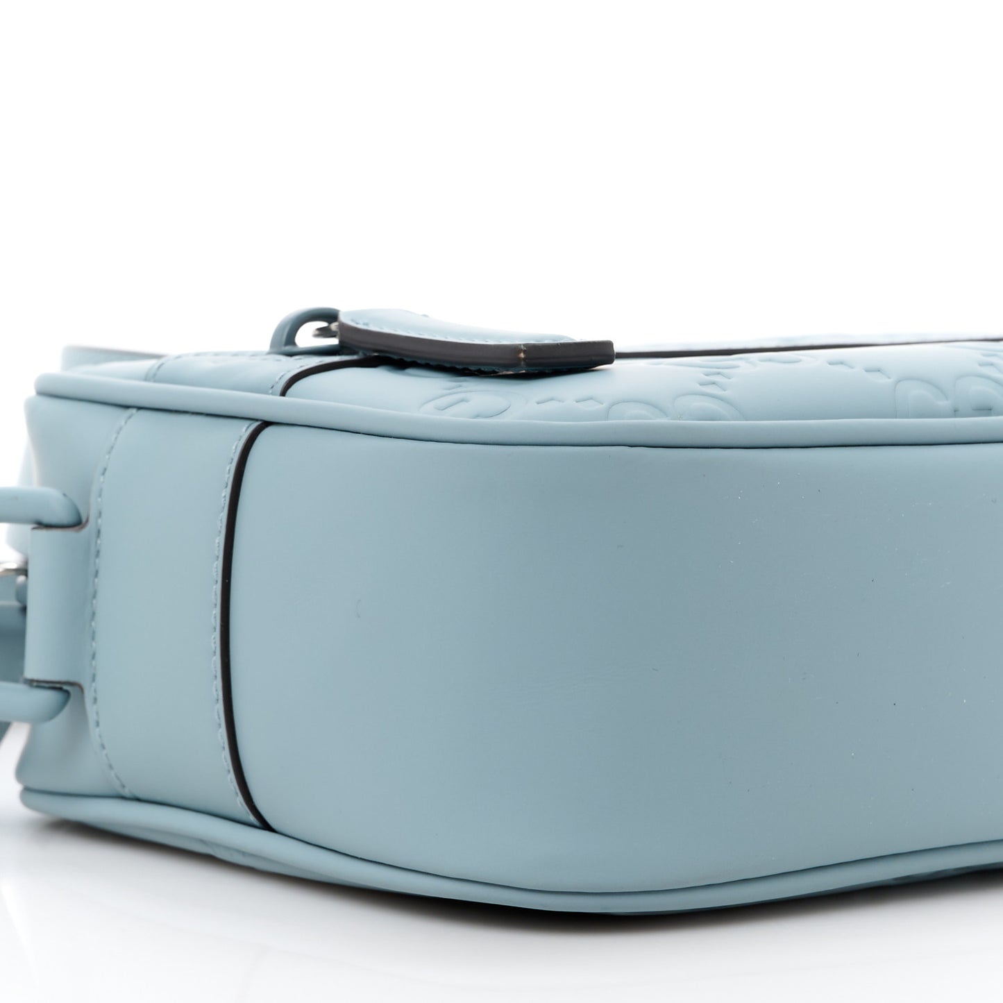 Rubber Effect Calfskin GG Mini Crossbody Bag Light Blue