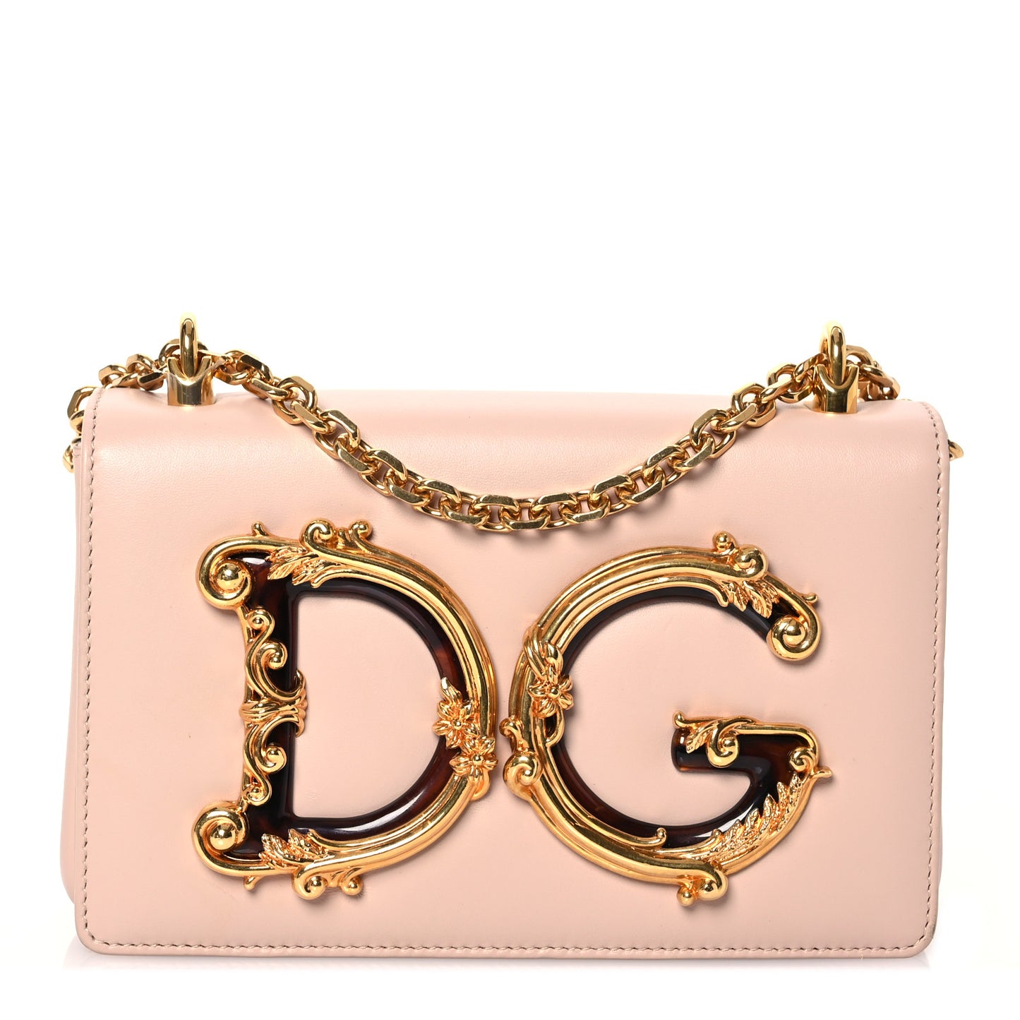 DOLCE GABBANA Calfskin DG Girls Shoulder Bag Pink