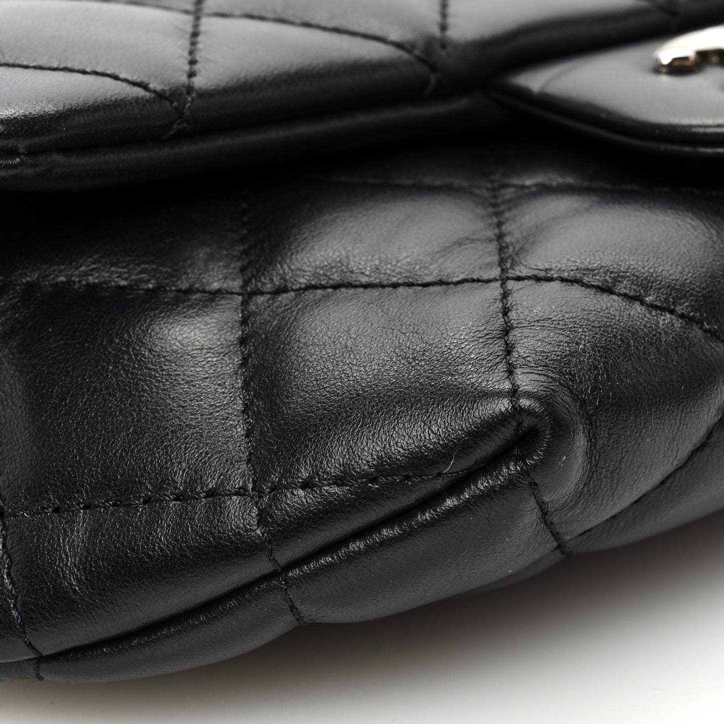Calfskin Quilted CC Uniform Flap Belt Bag Black