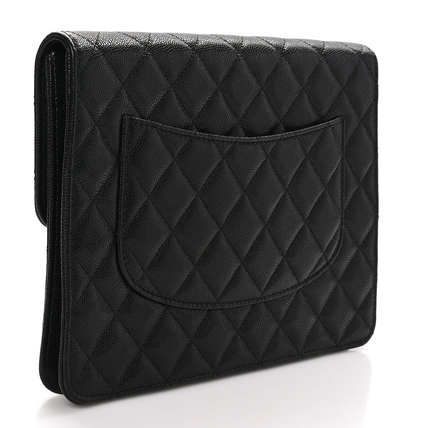 Caviar Quilted Square Flap Clutch Black