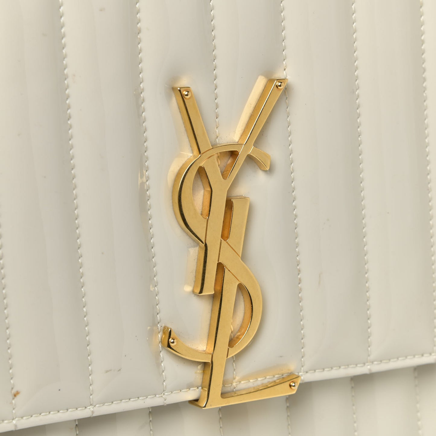 Patent Matelasse Monogram Large Vicky Chain Bag White
