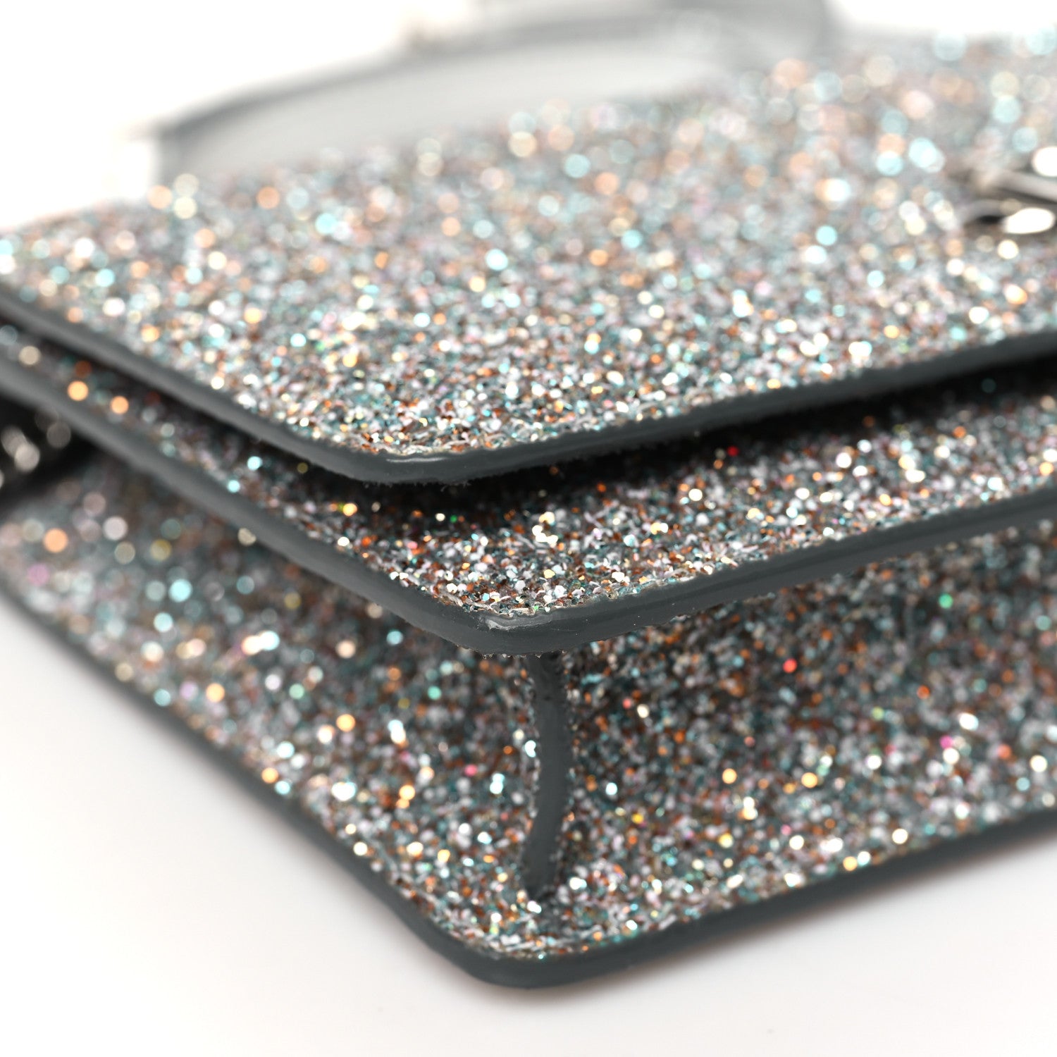 Jimmy Choo Glitter Palace Wallet On Chain Silver Multicolor 9 of 11