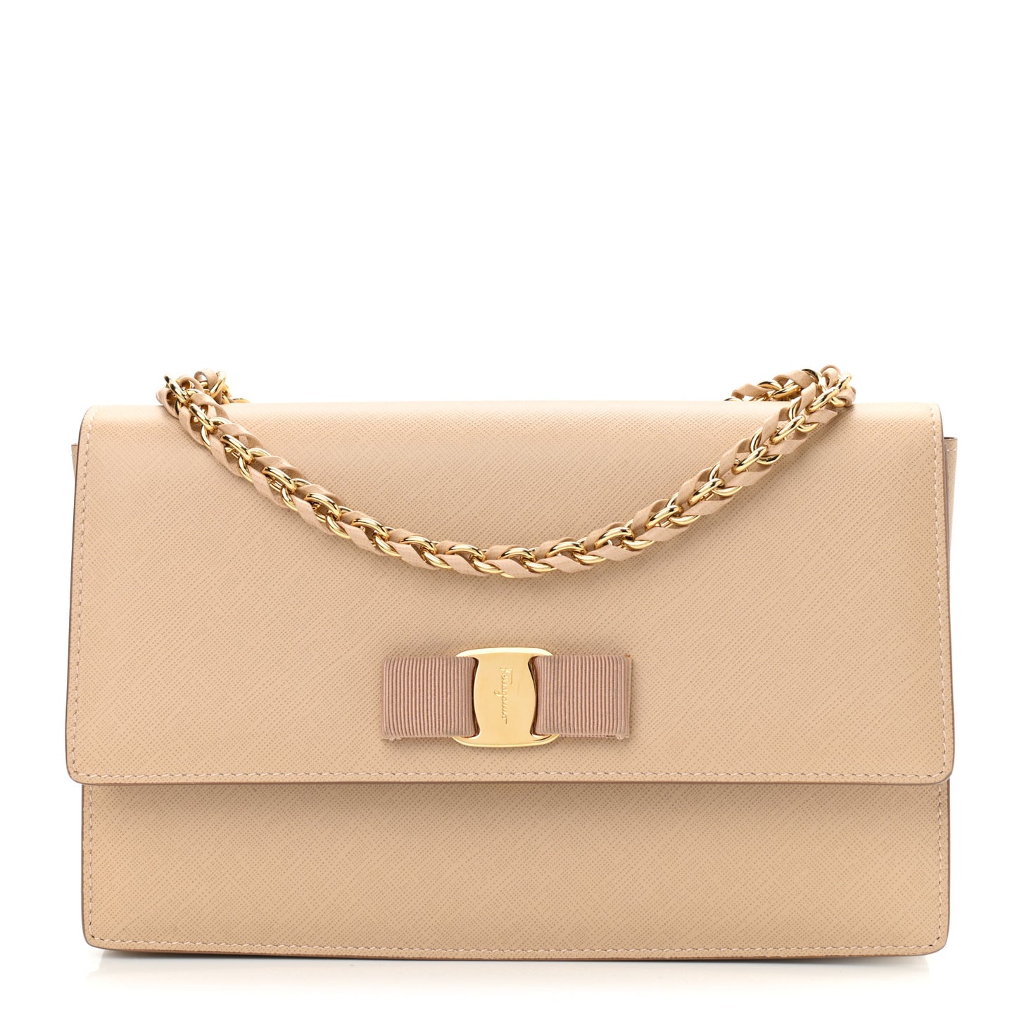 Hammered Calfskin Vara Bow Chain Bag New Bisque