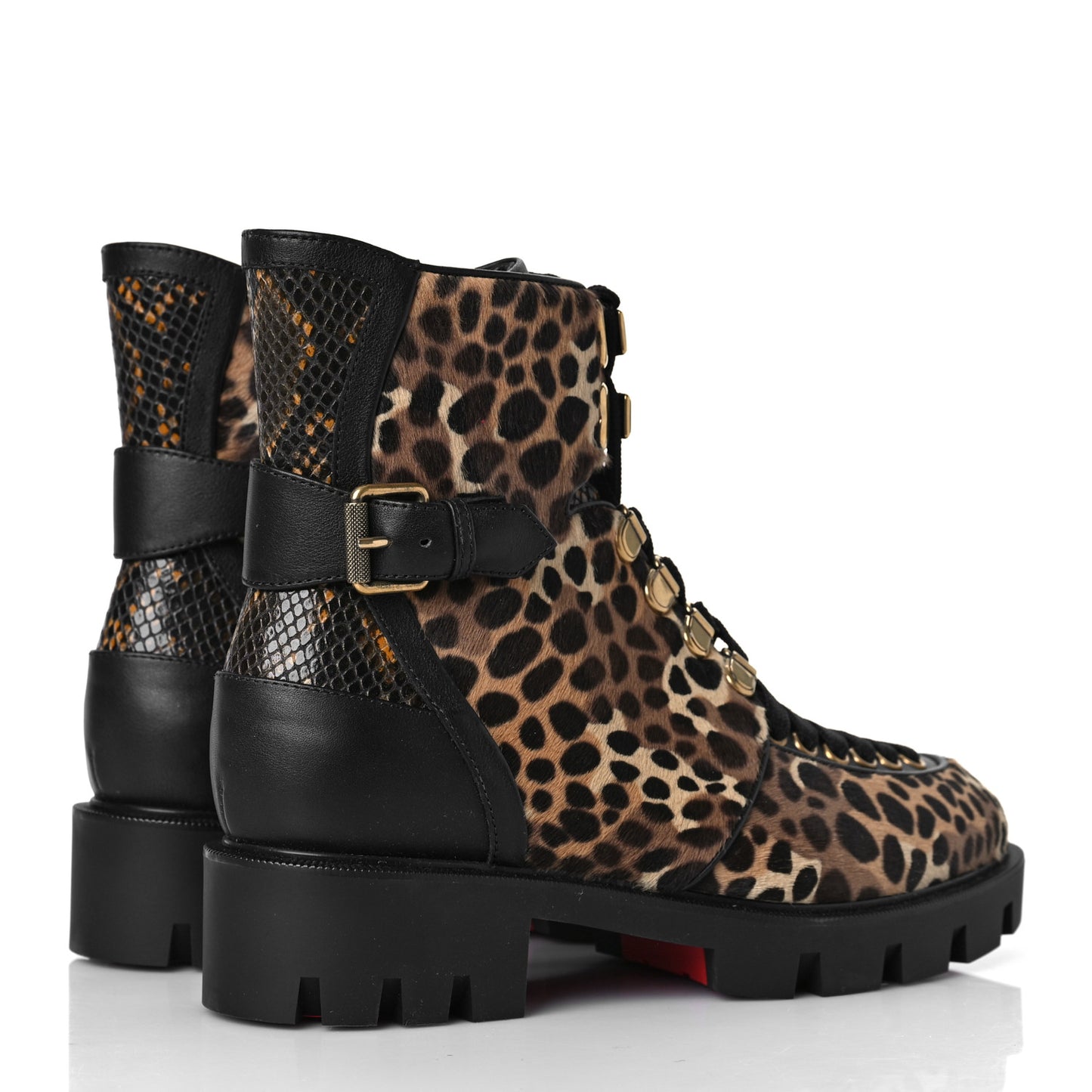 Pony Hair Calfskin Macademia Biker Boots 37.5 Black
