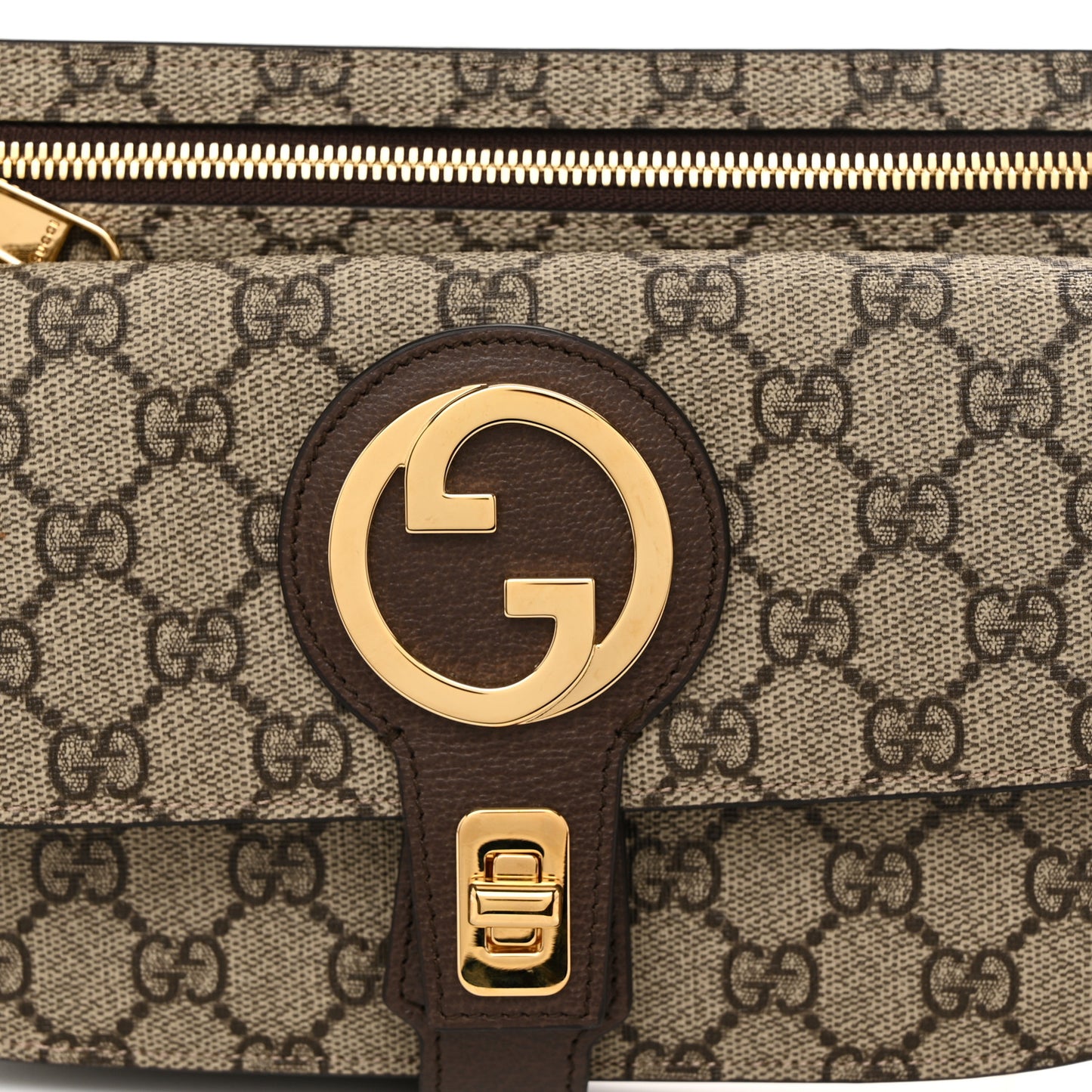 GG Supreme Monogram Textured Dollar Calfskin Blondie Belt Bag Beige Ebony New Acero