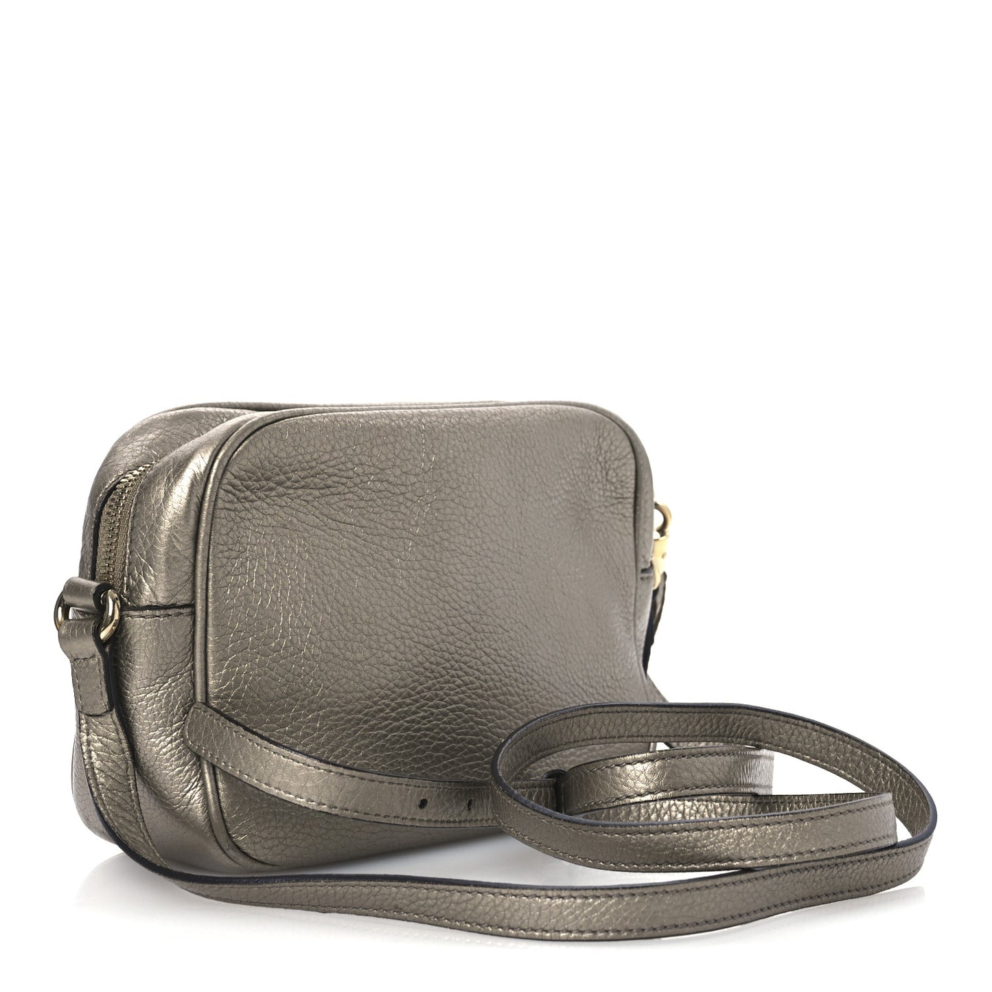 Metallic Pebbled Calfskin Small Soho Disco Bag Golden Beige
