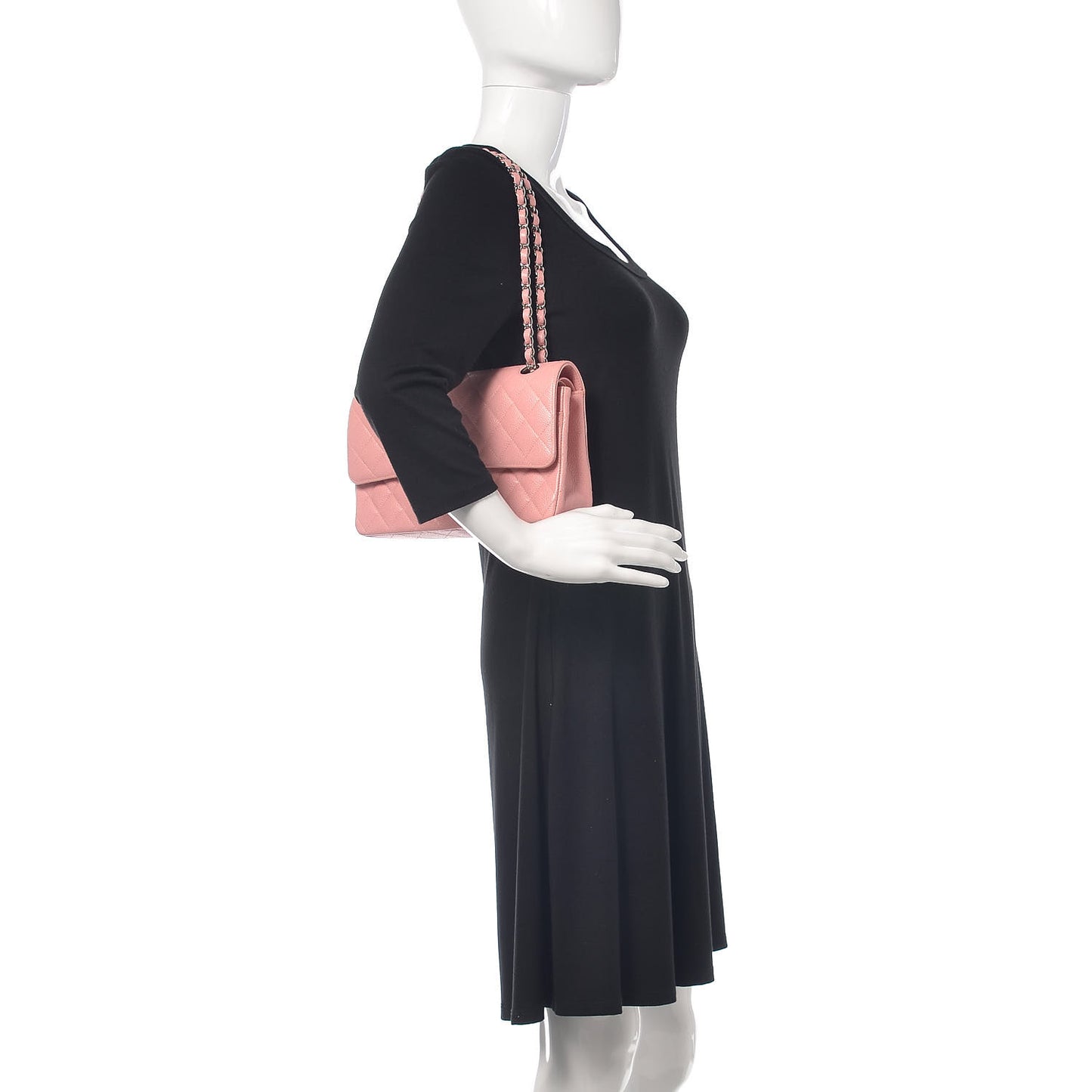 Caviar Quilted Medium Double Flap Pink