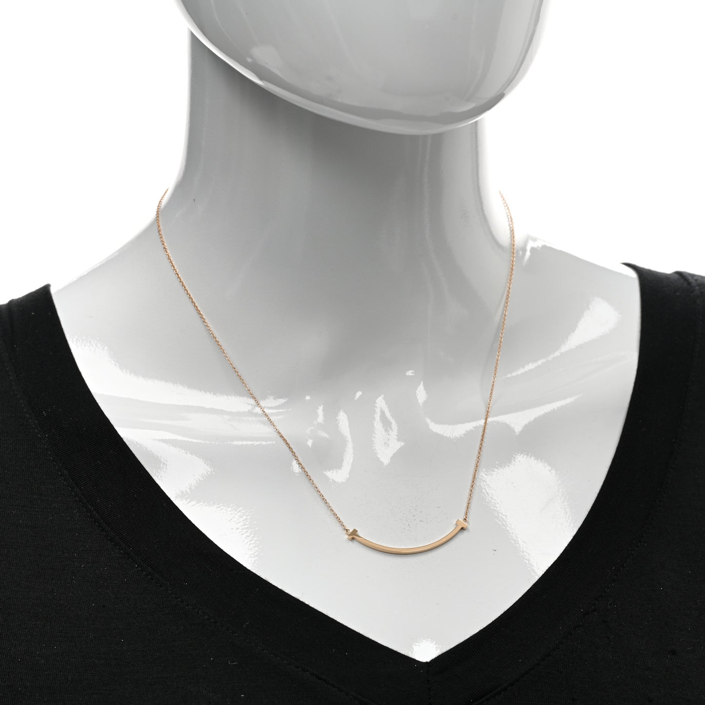 18K Rose Gold Small T Smile Pendant Necklace