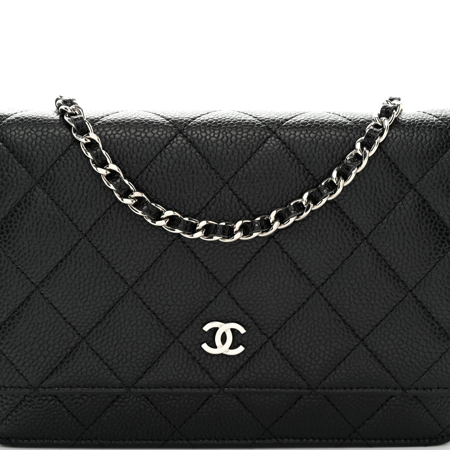 Caviar Quilted Wallet on Chain WOC Black