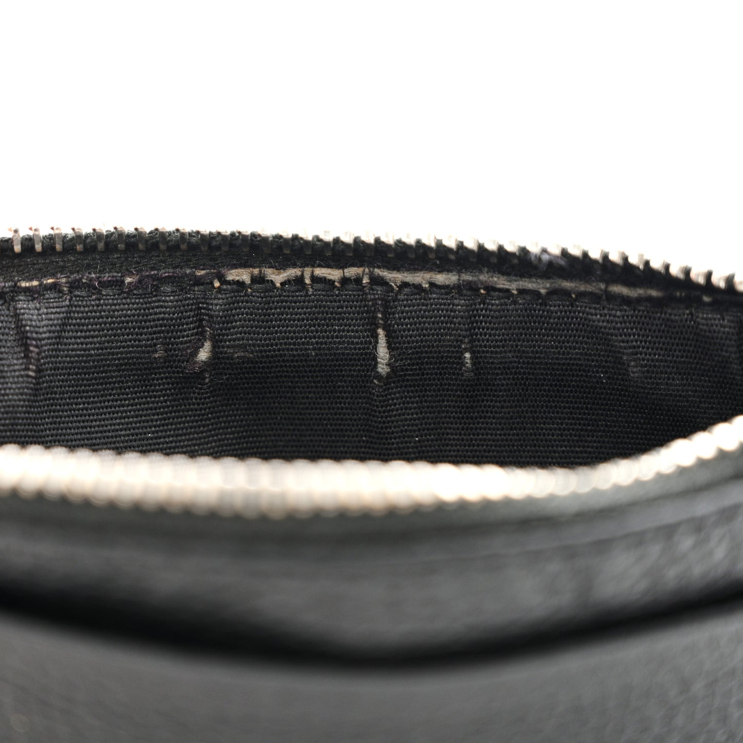 Grained Calfskin 5 Fragments Zip Pouch Card Holder Black