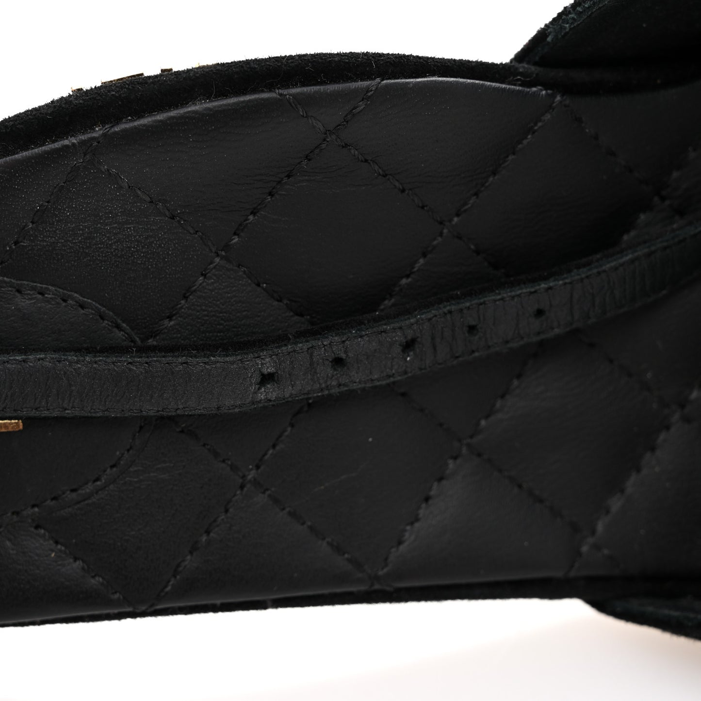 Suede Quilted Logo Sandals 38.5 Black