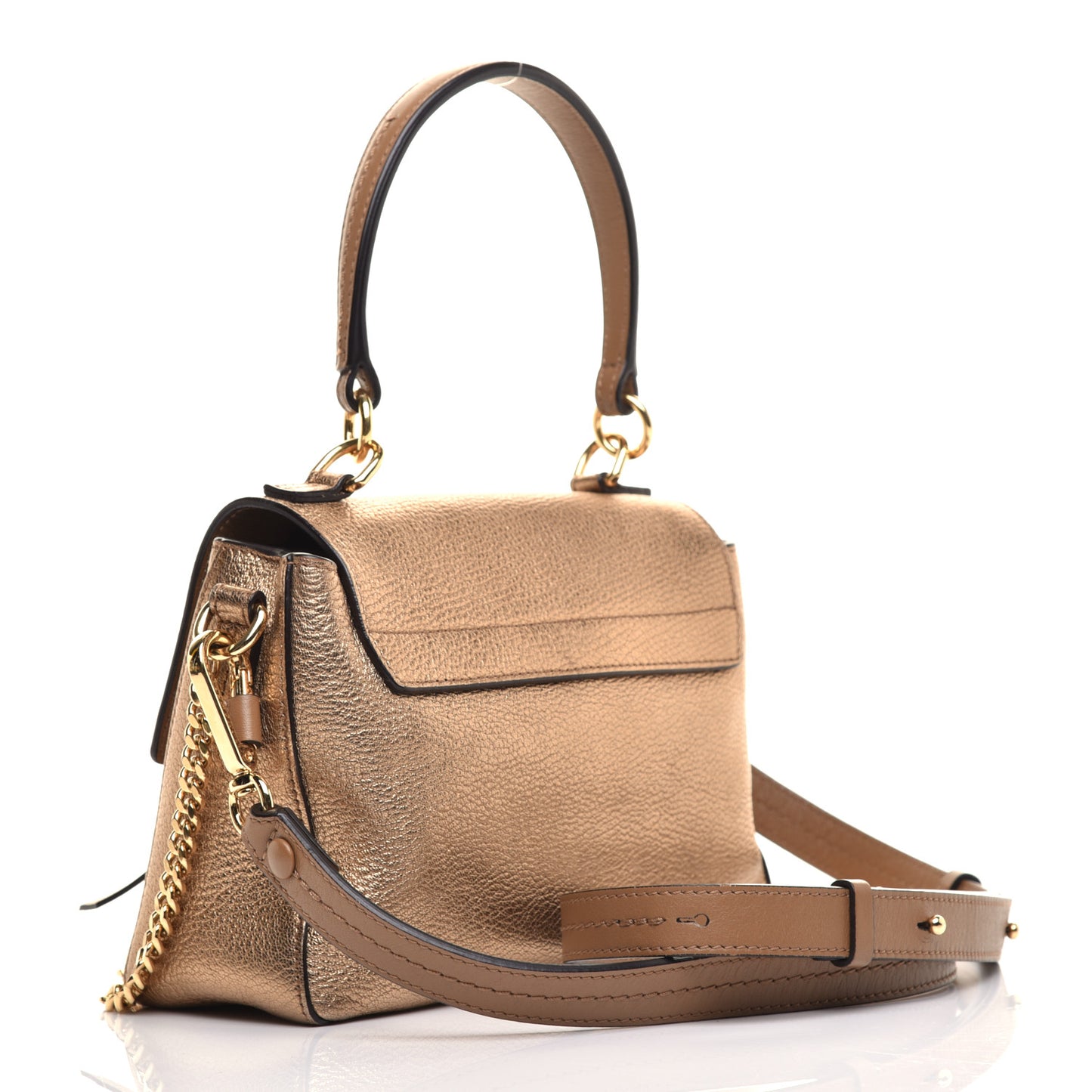 Metallic Calfskin Mini Faye Day Shoulder Bag Gold