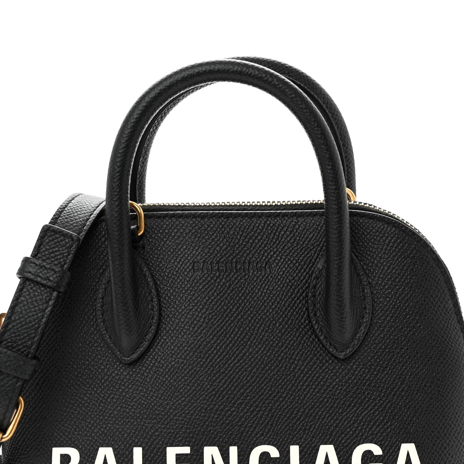 Balenciaga Signature Grained Calfskin XXS Ville Top Handle Bag Black White 8 of 10
