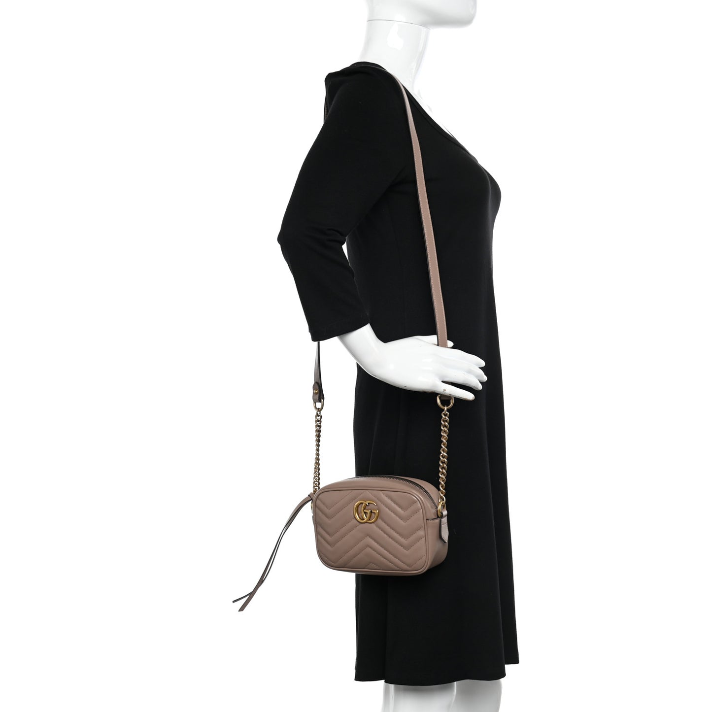Calfskin Matelasse Mini GG Marmont Chain Shoulder Bag Porcelain Rose