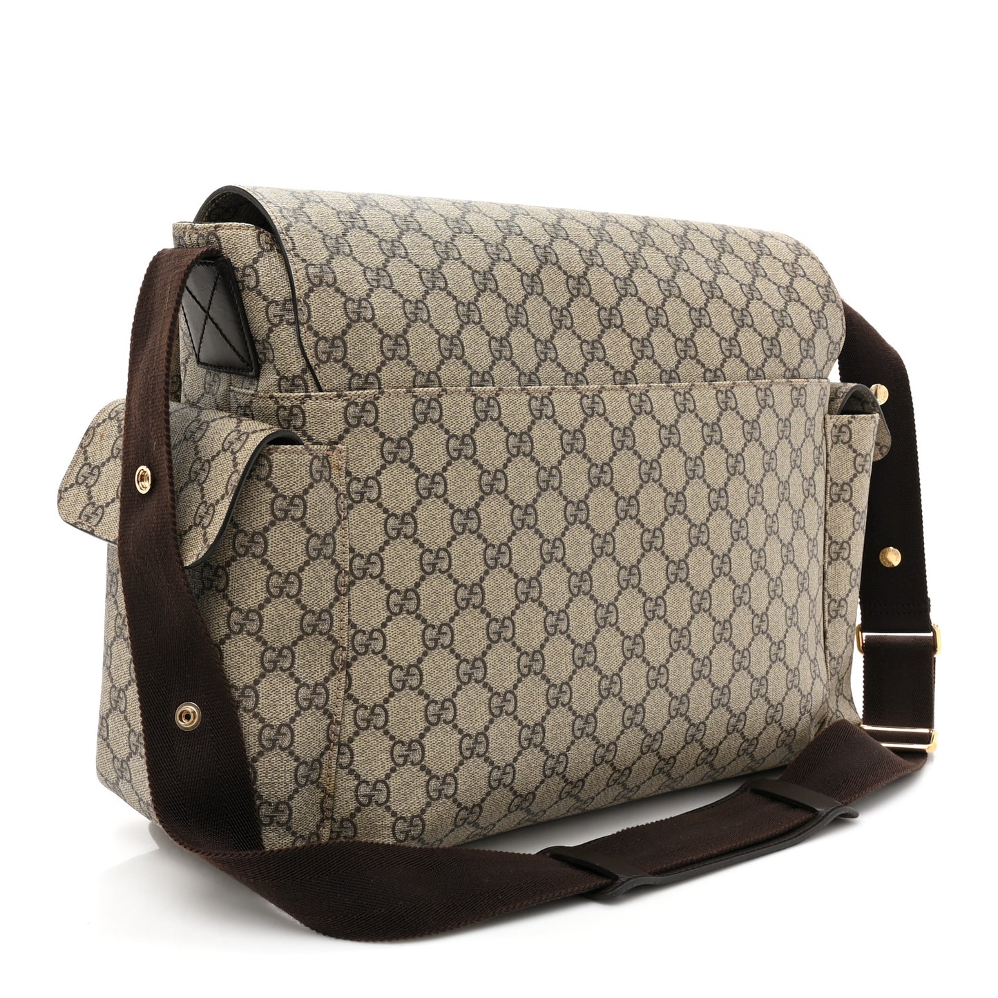 GG Plus Monogram Messenger Diaper Bag Dark Brown