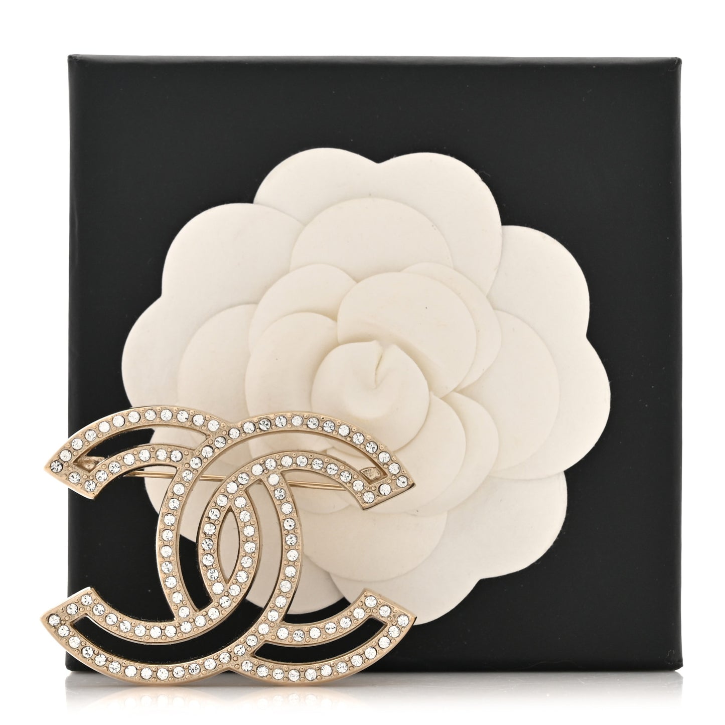 Crystal CC Brooch Light Gold